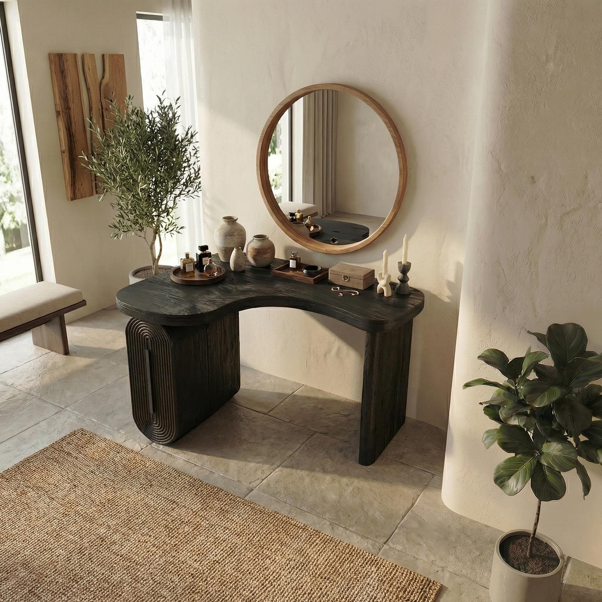 Modern Corner Makeup Vanity Desk With Drawers For Bedroom And Apartment SINLSABDT062