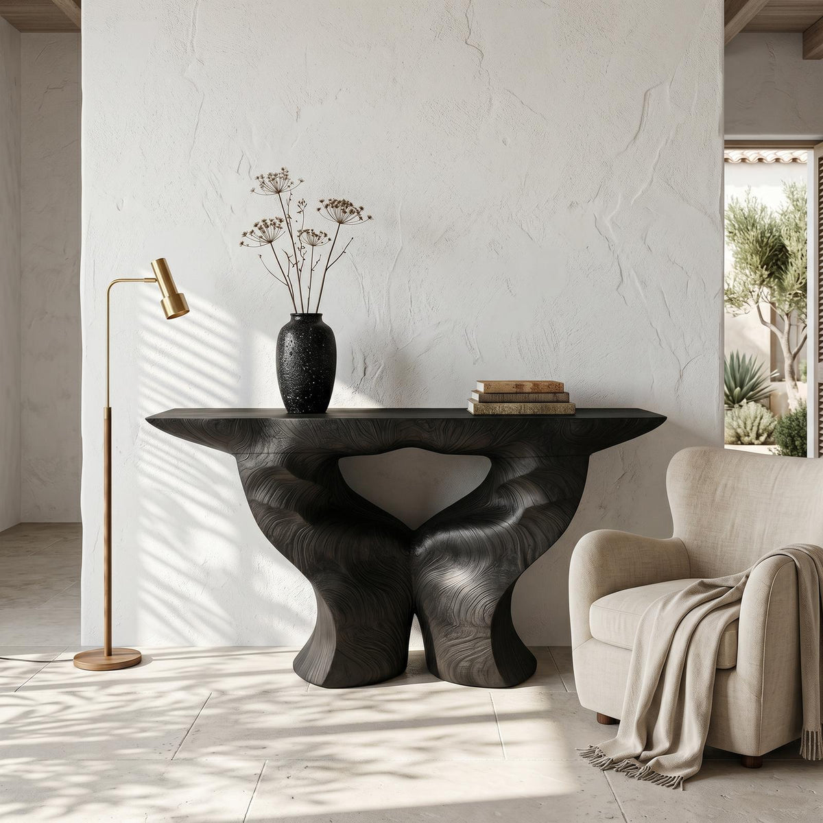 Organic Console Table, Nature Inspired Artistic Root Wood Entryway Table for Foyer & Living Room