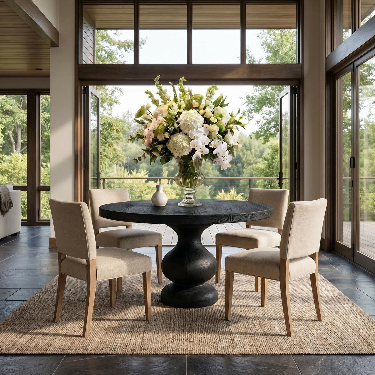 Scandinavian Modern Dining Table, Minimalist Handcrafted Solid Wood Kitchen Table for Dining Room