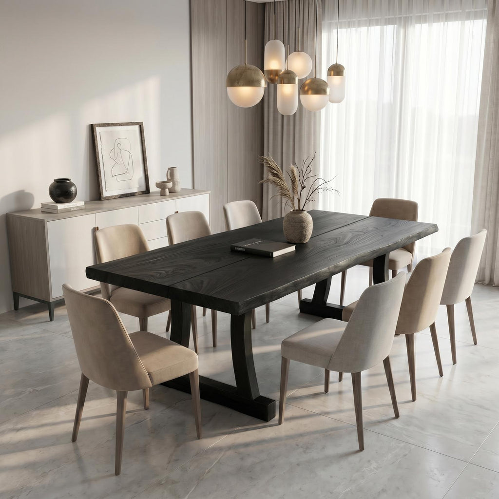 Spry Interior Contemporary Solid Wood Dining Table with Rounded Edge, Modern Kitchen Room Dinner Table, SINLSADT190