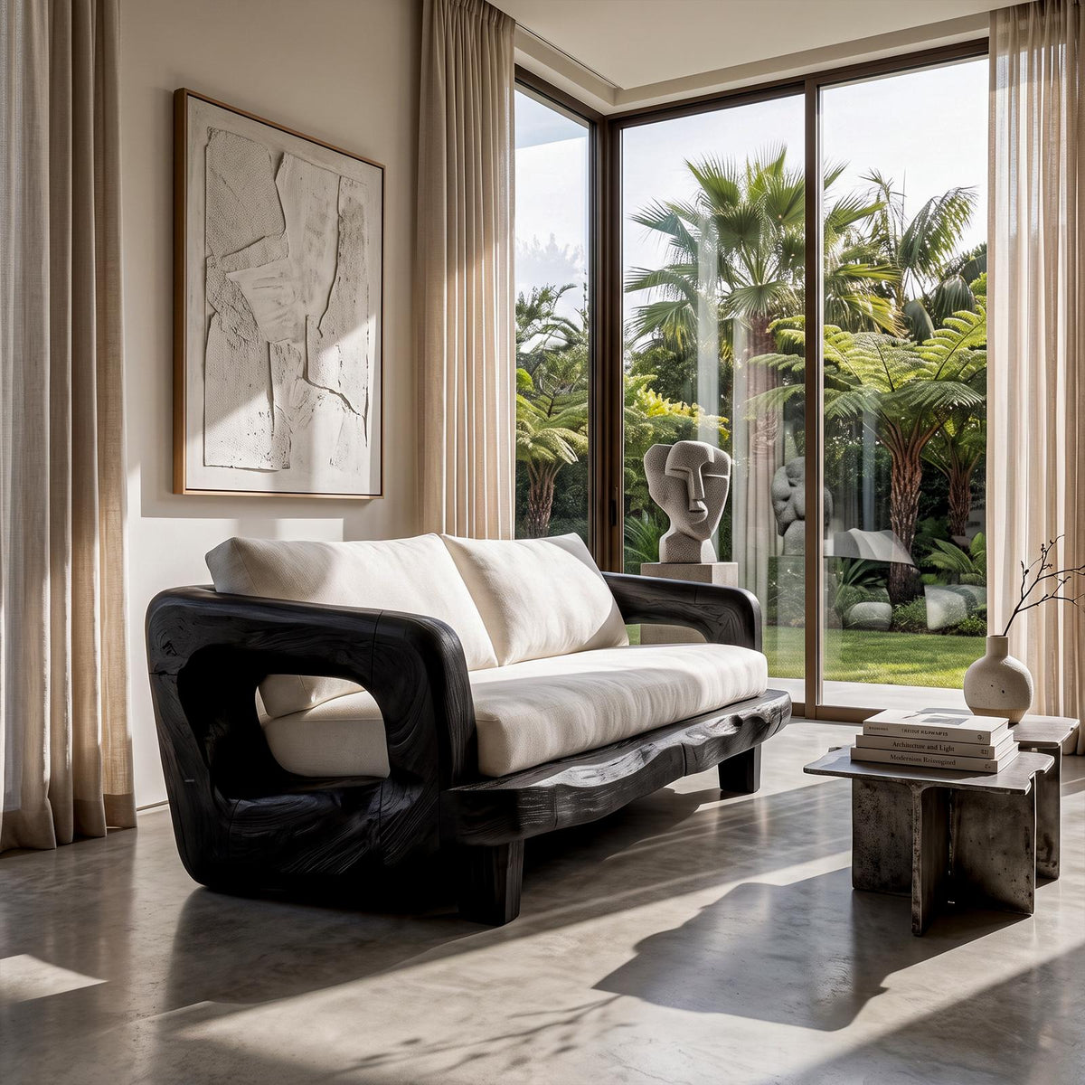 Rustic Sculptural Frame Sofa For Living Room And Lounge Area