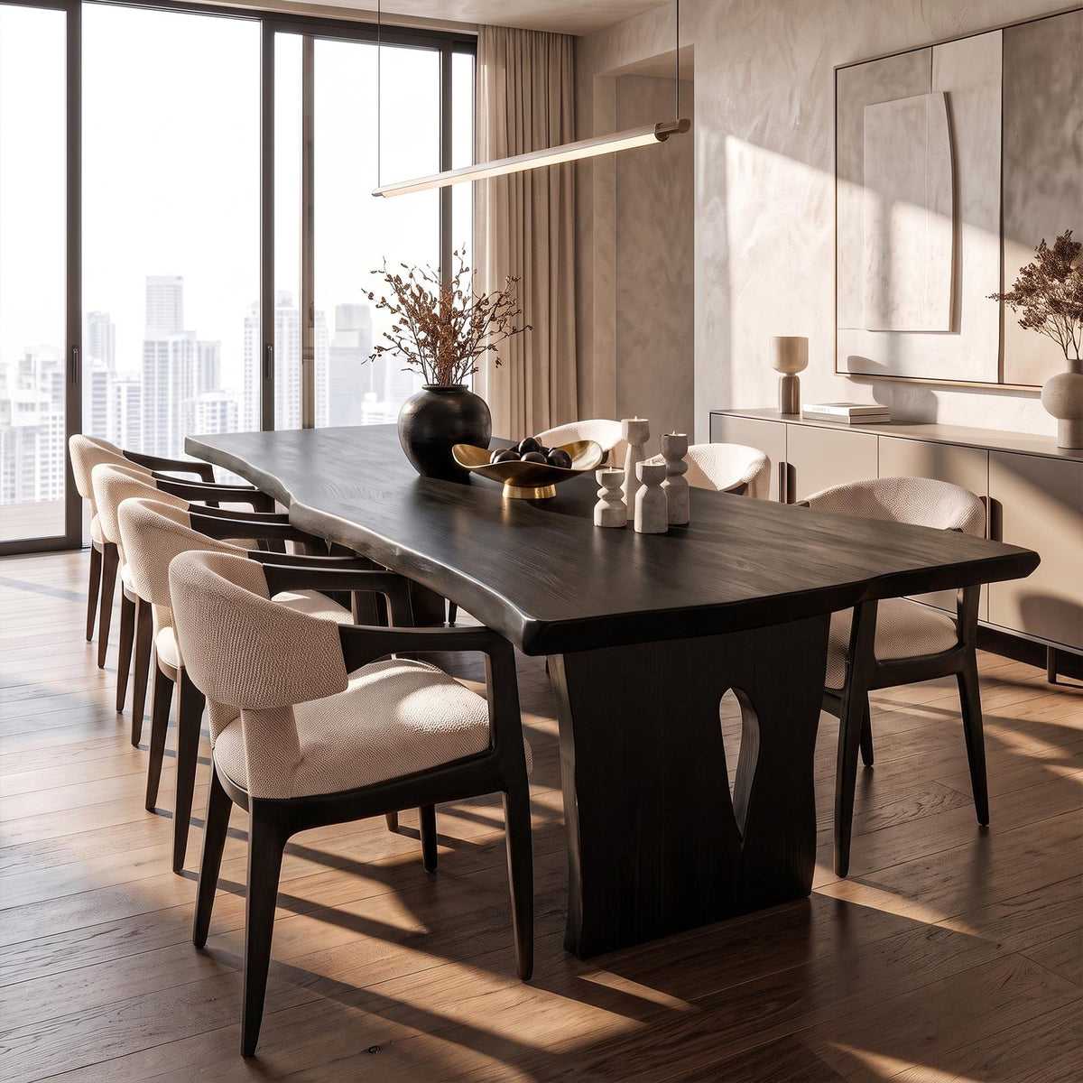Contemporary Dining Table With Freeform Top For Dining Room