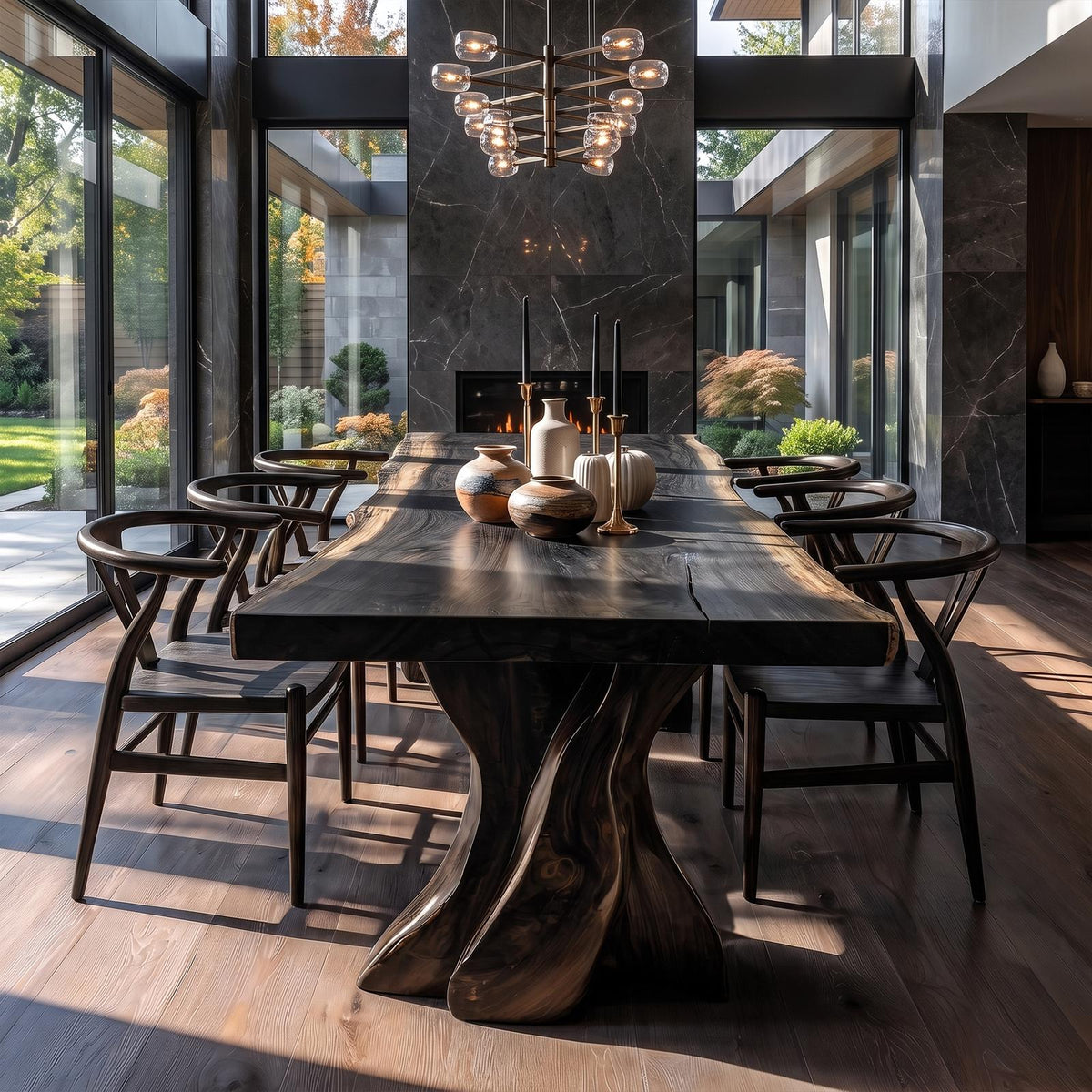 Contemporary Halloween Dining Table With Artistic Tree Form Base For Dining Room