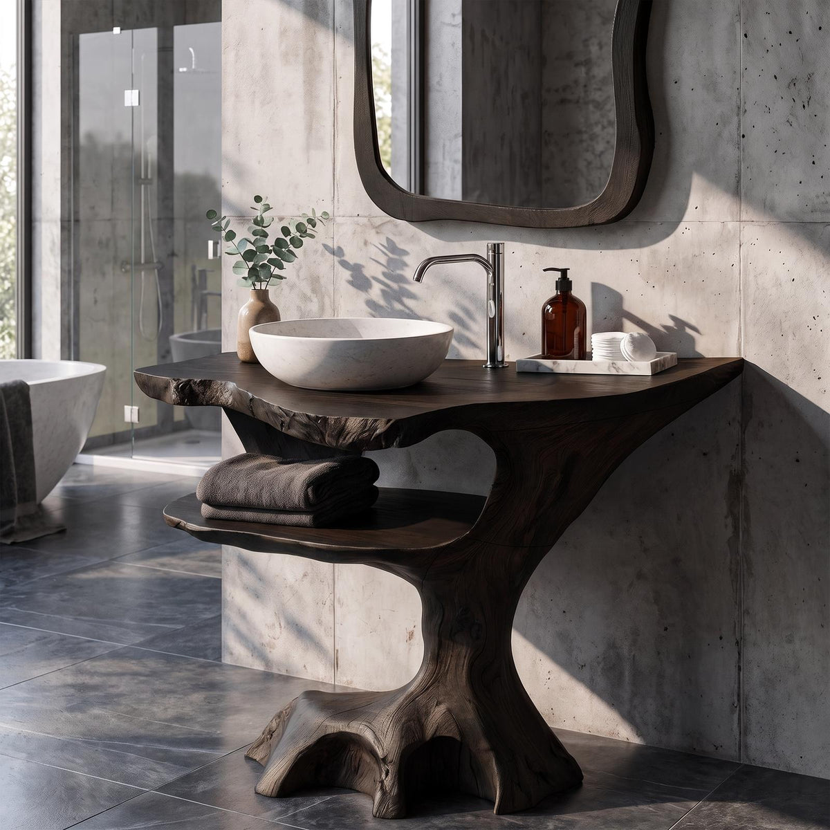 Contemporary Halloween Single Bathroom Vanity With Sculptural Branch Support For Bathroom