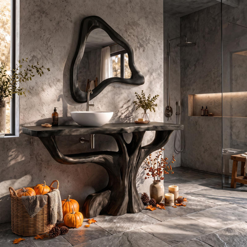 Contemporary Halloween Single Bathroom Vanity With Branch Inspired Base For Bathroom