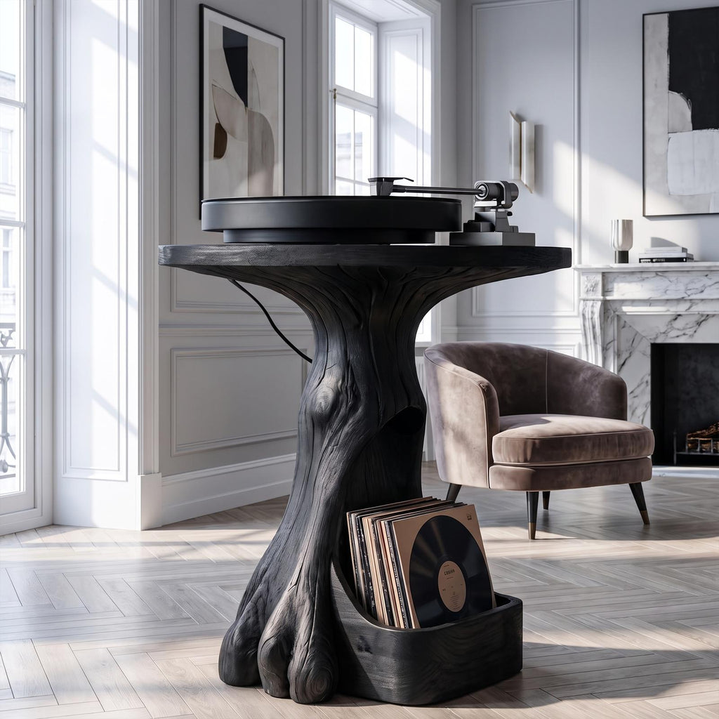 Modern Sculptural Tree Record Player Stand Vinyl Living Room