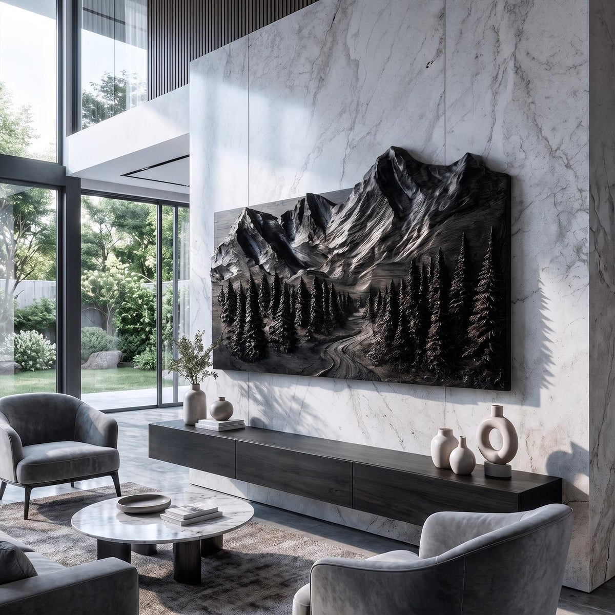 Sculptural Mountain Wall Art For Living Room SINLKIWA160