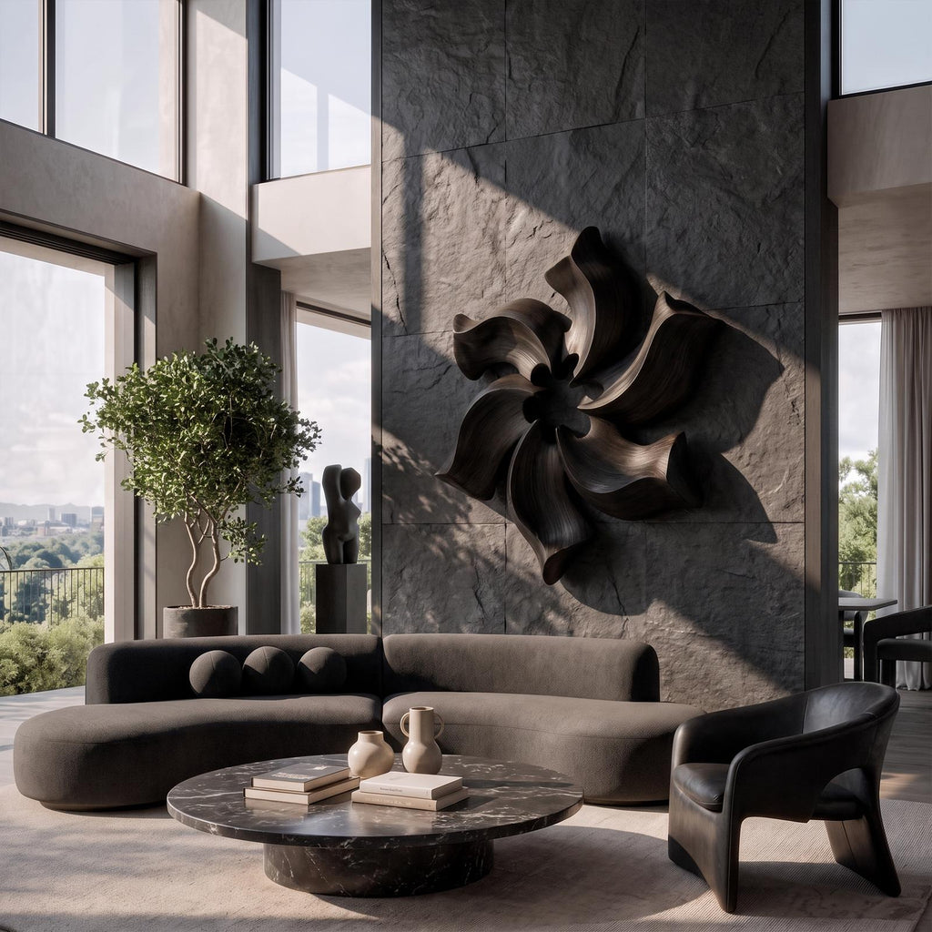 Sculptural Pinwheel Flower Wall Decor For Living Room And Foyer SINLKIWA164