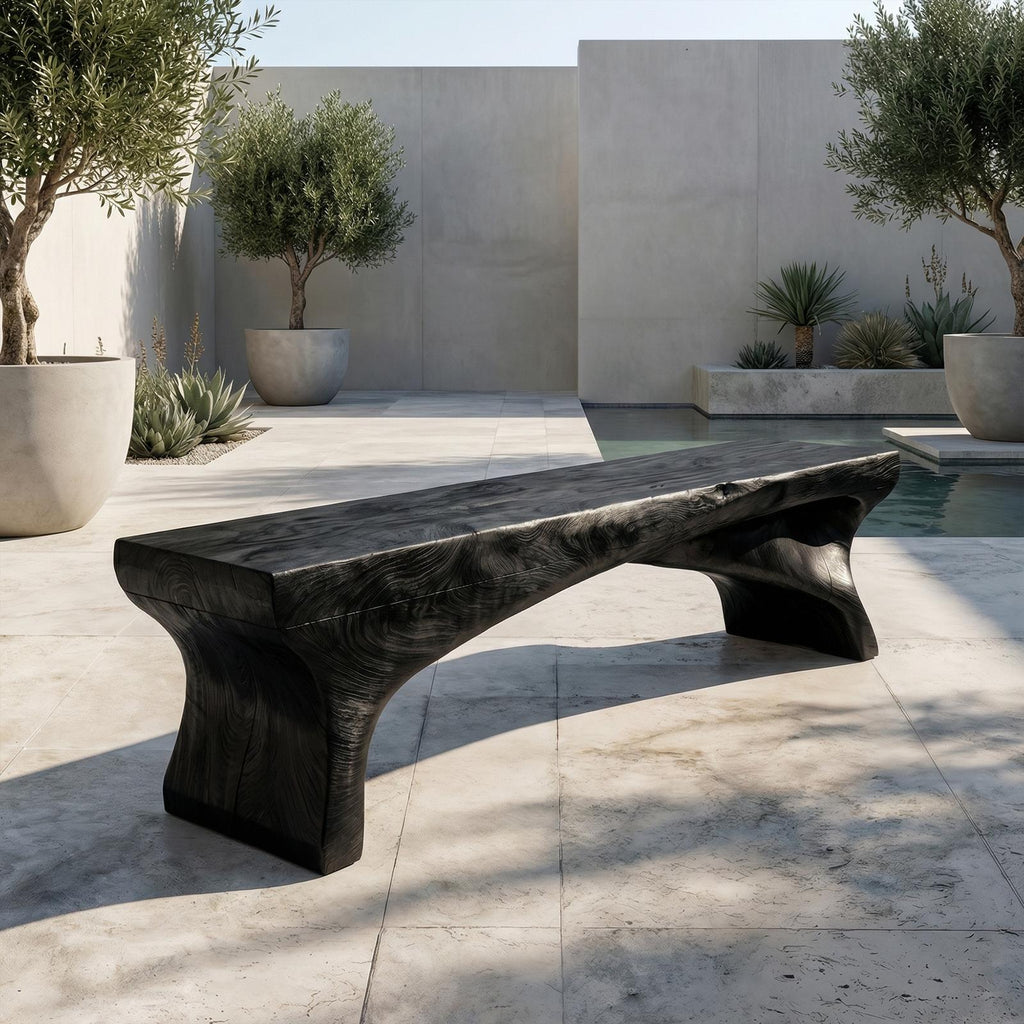 Spry Interior Minimalist Rustic Solid Wood Bench, Live Edge Slab Seating, Handcrafted Entryway or Hallway Dining Bench, SINLKIRS096