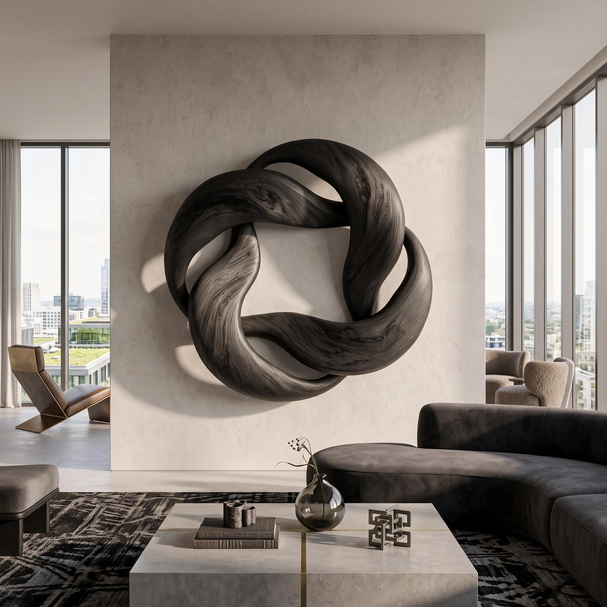 Abstract Circular Loop Wall Art For Living Room And Office SINLKIWA165