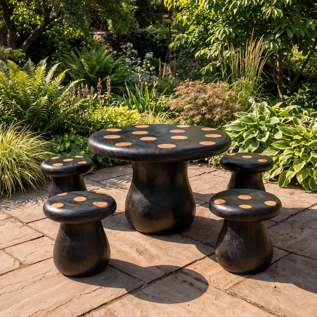 Rustic Round Dining Table With Tree Stump Design For Garden And Patio SINLKIDN218