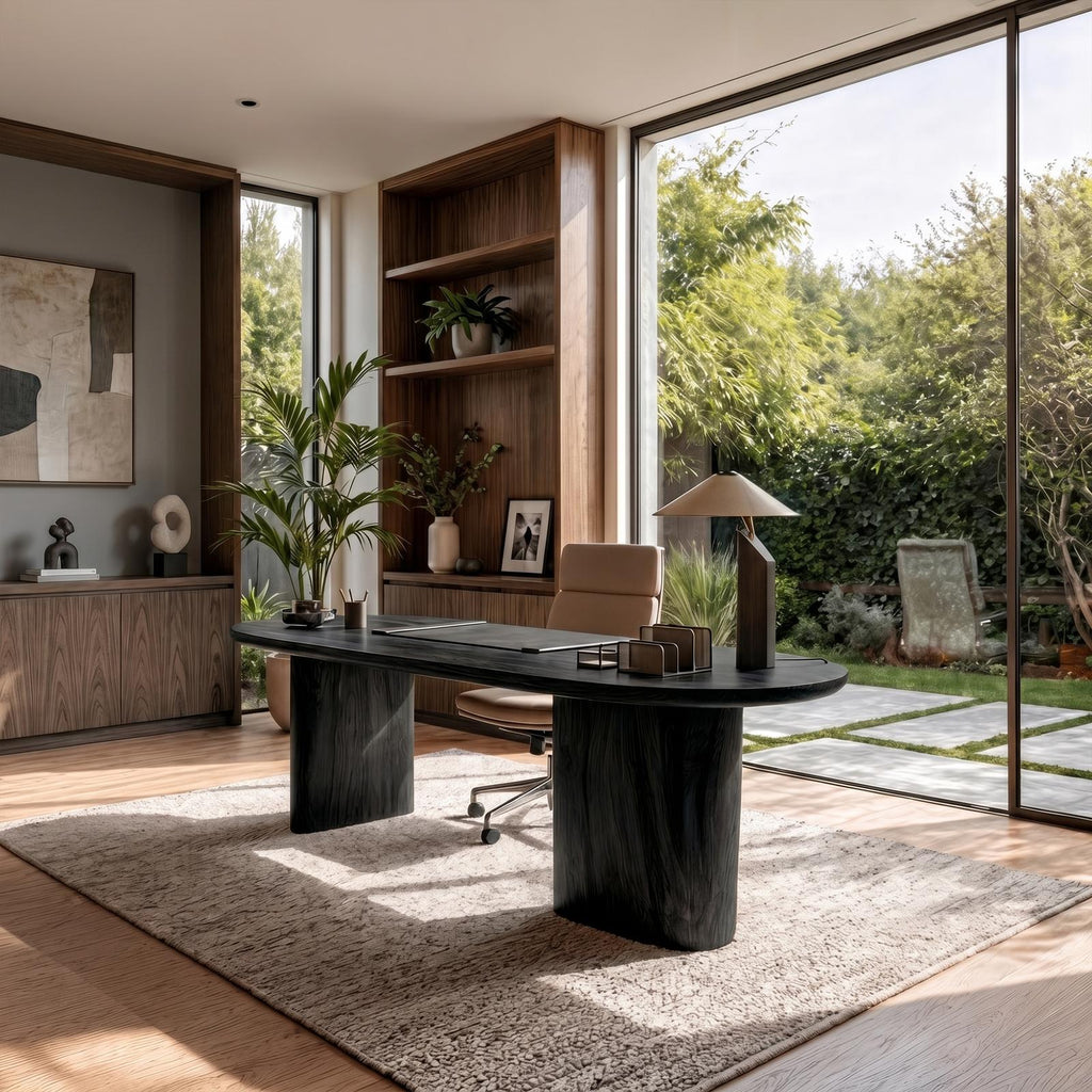 Organic Wooden Desk, Unique Sculptural Solid Wood Writing Desk for Living Room & Home Office