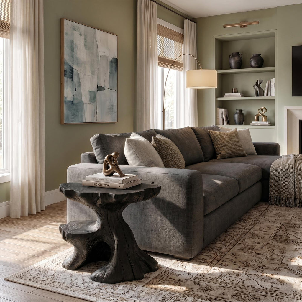 Farmhouse Side Table, Rustic Solid Wood End Table & Accent Nightstand with Storage for Living Room