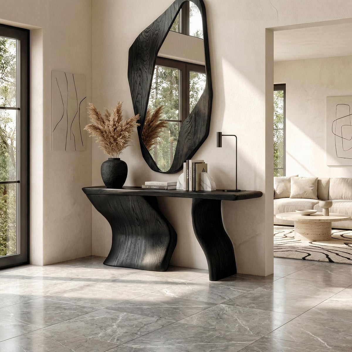 Minimalist Accent Console Table, Solid Wood Entryway Foyer Table, Modern Living Room Sideboard Table