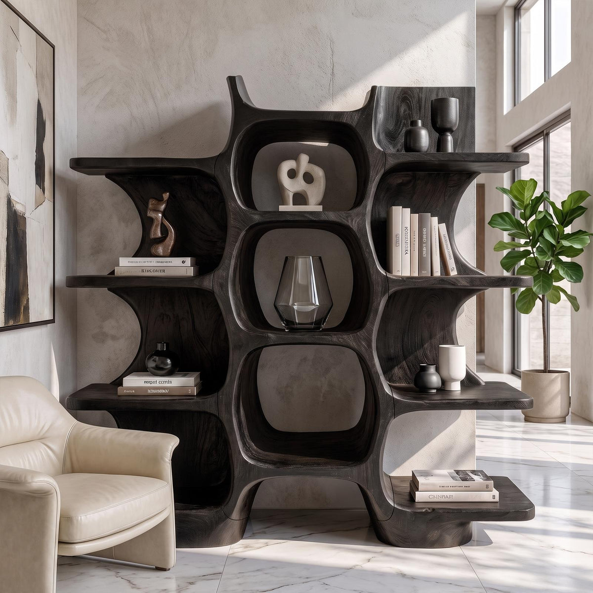 Minimalist Bookshelf Handcrafted Solid Wood Shelves For Home Office
