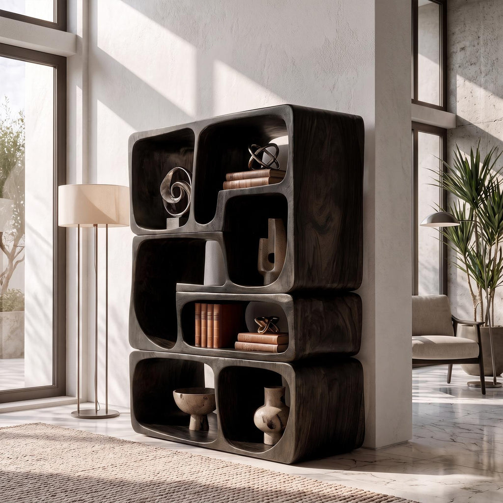 Mid Century Bookshelf Handcrafted Modular Shelves For Home Library