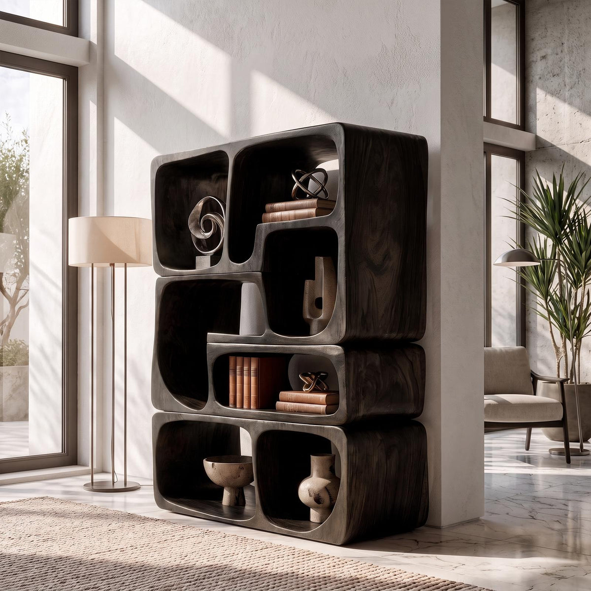 Mid Century Bookshelf Handcrafted Modular Shelves For Home Library
