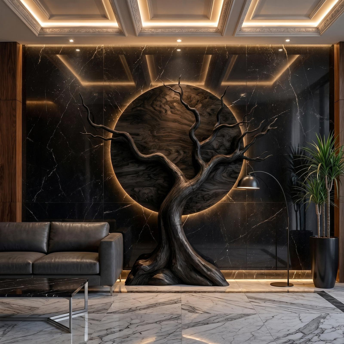 Organic Modern Tree Wall Art, 3D Sculptural Wooden Branch Statement Decor for Living Room