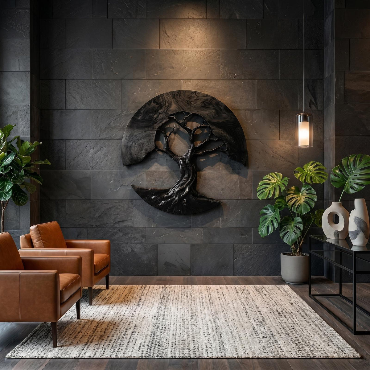 Contemporary Wooden Tree Wall Sculpture, Handcrafted Nature Hanging Art Decor for Living Room