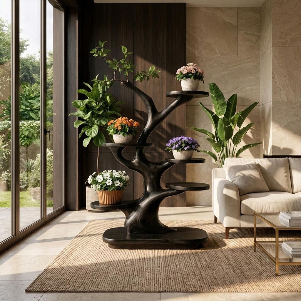 Midcentury Wooden Tree Plant Stand Home Interior SINLKITT108