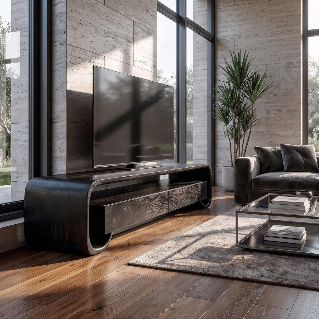 Modern TV Cabinet With Minimal Organic Design For Living Room And Lounge
