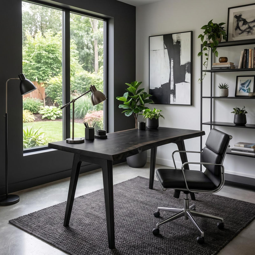 Rustic Solid Wood Desk, Handcrafted Computer Writing Table for Home Office & Study Room