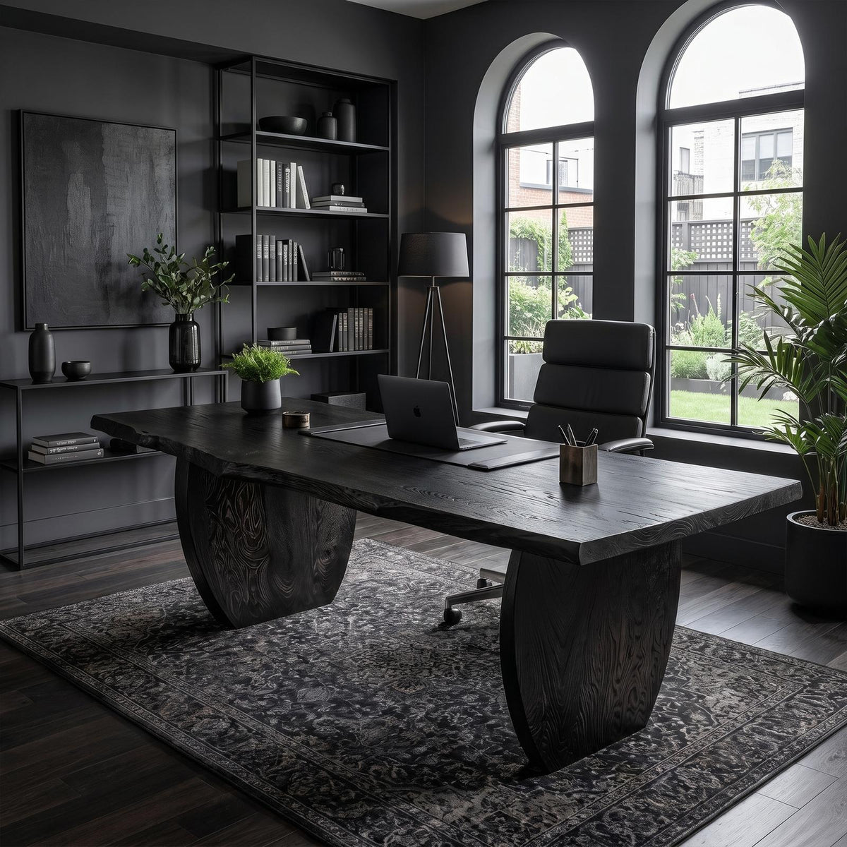 Organic Wooden Executive Desk, Large Handcrafted Writing Table for Home Office Study Room