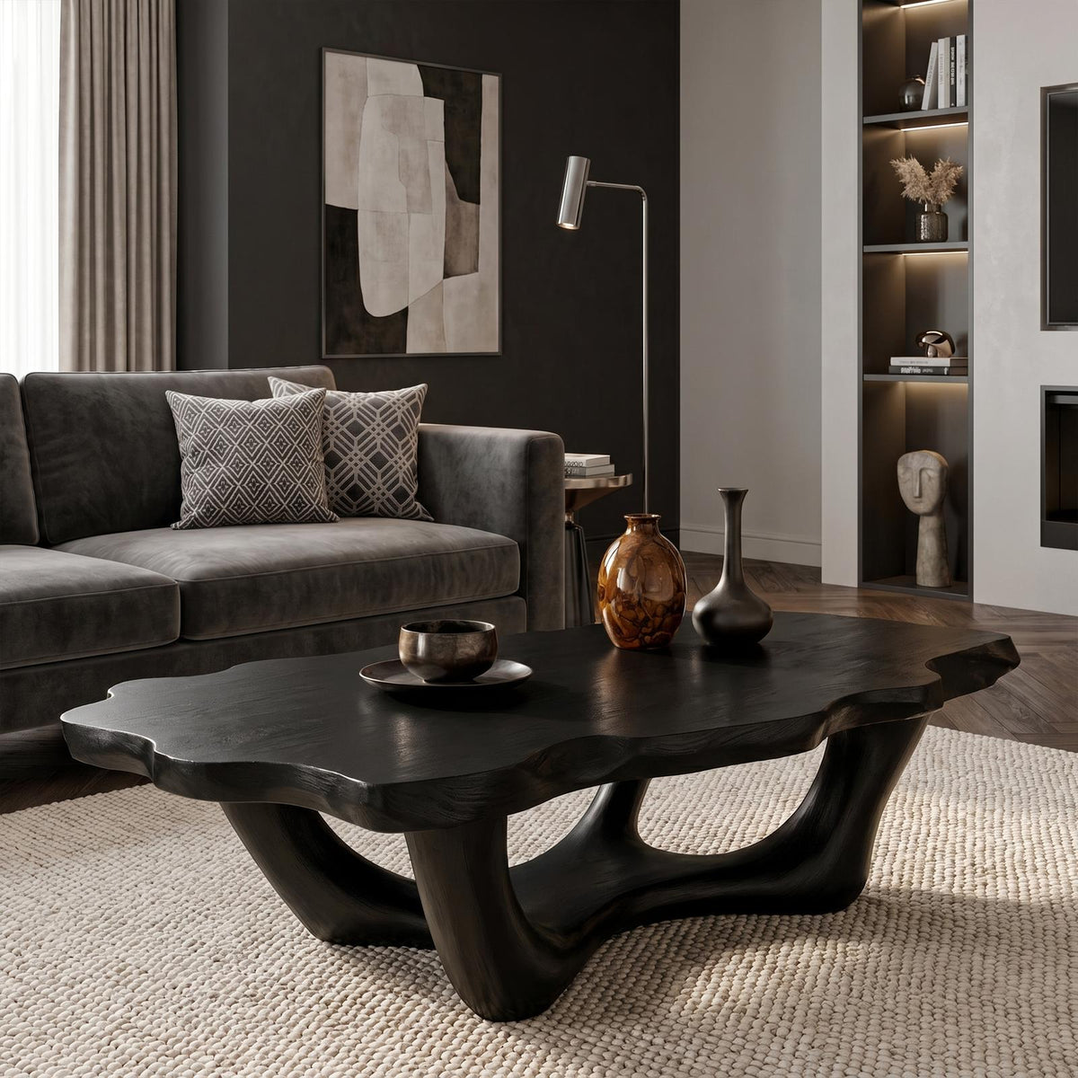 Handcrafted Live Edge Coffee Table Sculptural Design For Living Room