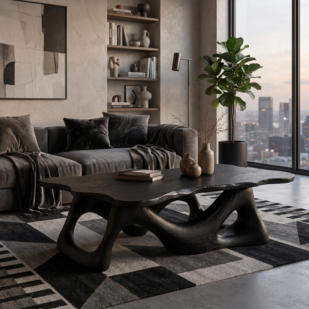 Nature Inspired Coffee Table Sculptural Ring Base For Living Room