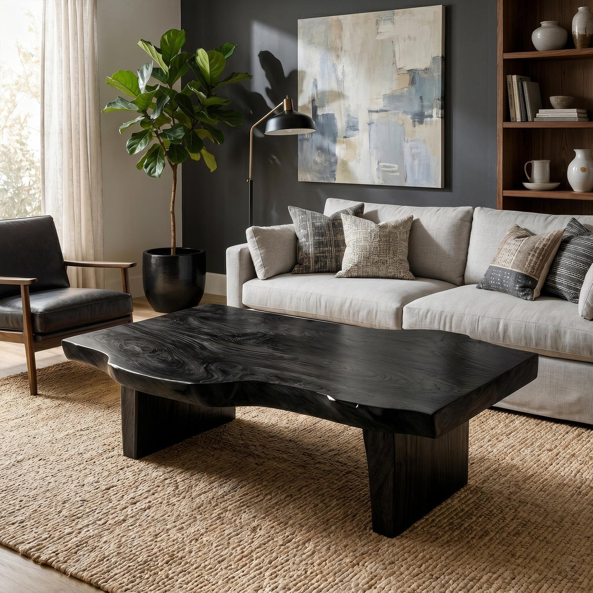 Spry Interior Farmhouse Solid Wood Coffee Table, Rustic Square Center Accent Table for Cozy Living Room, Handcrafted Wood, SINLKICF341