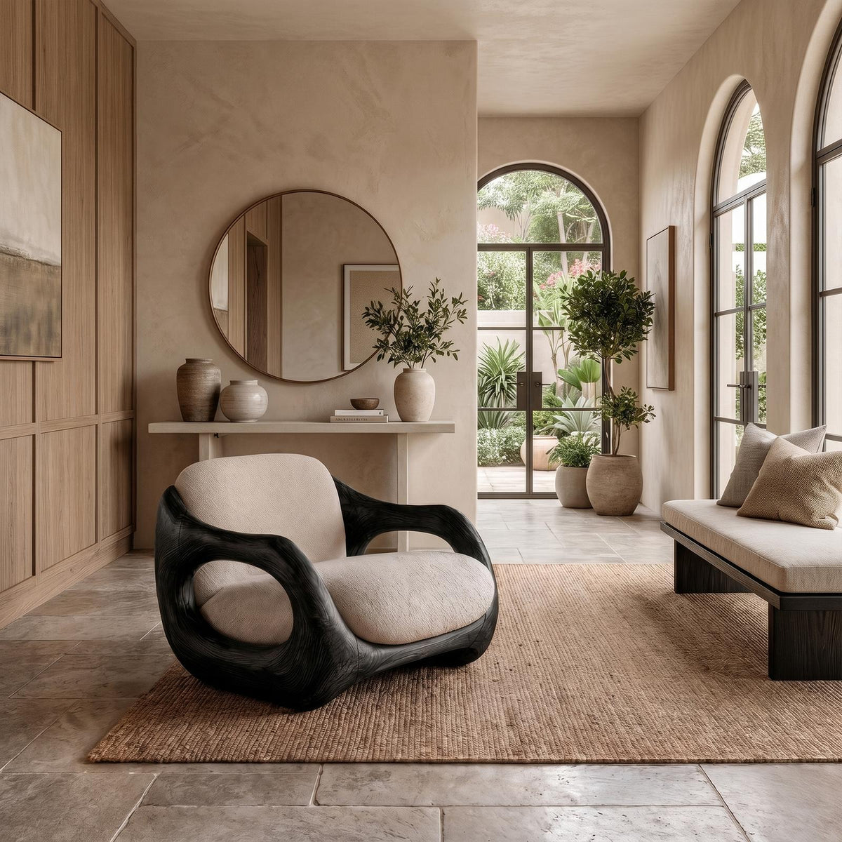 Sculptural Armchair Nature Inspired Wood Design For Living Room SINLKIAC031