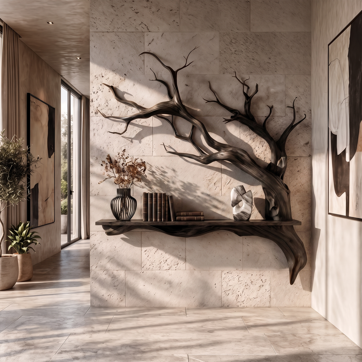 Rustic Tree Branch Wall Shelf Natural Artistic Home Decor
