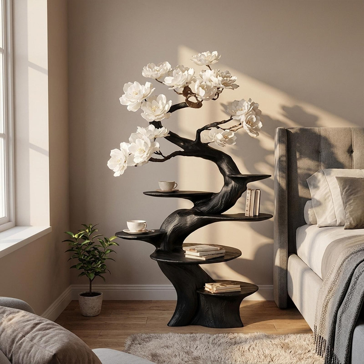 Organic Modern Sculptural Floor Display Shelf For Living Room SINLKIBT174