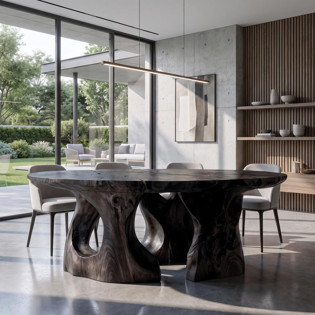 Contemporary Round Dining Table With Abstract Cutout Design For Dining Room And Kitchen SINLKIDN224