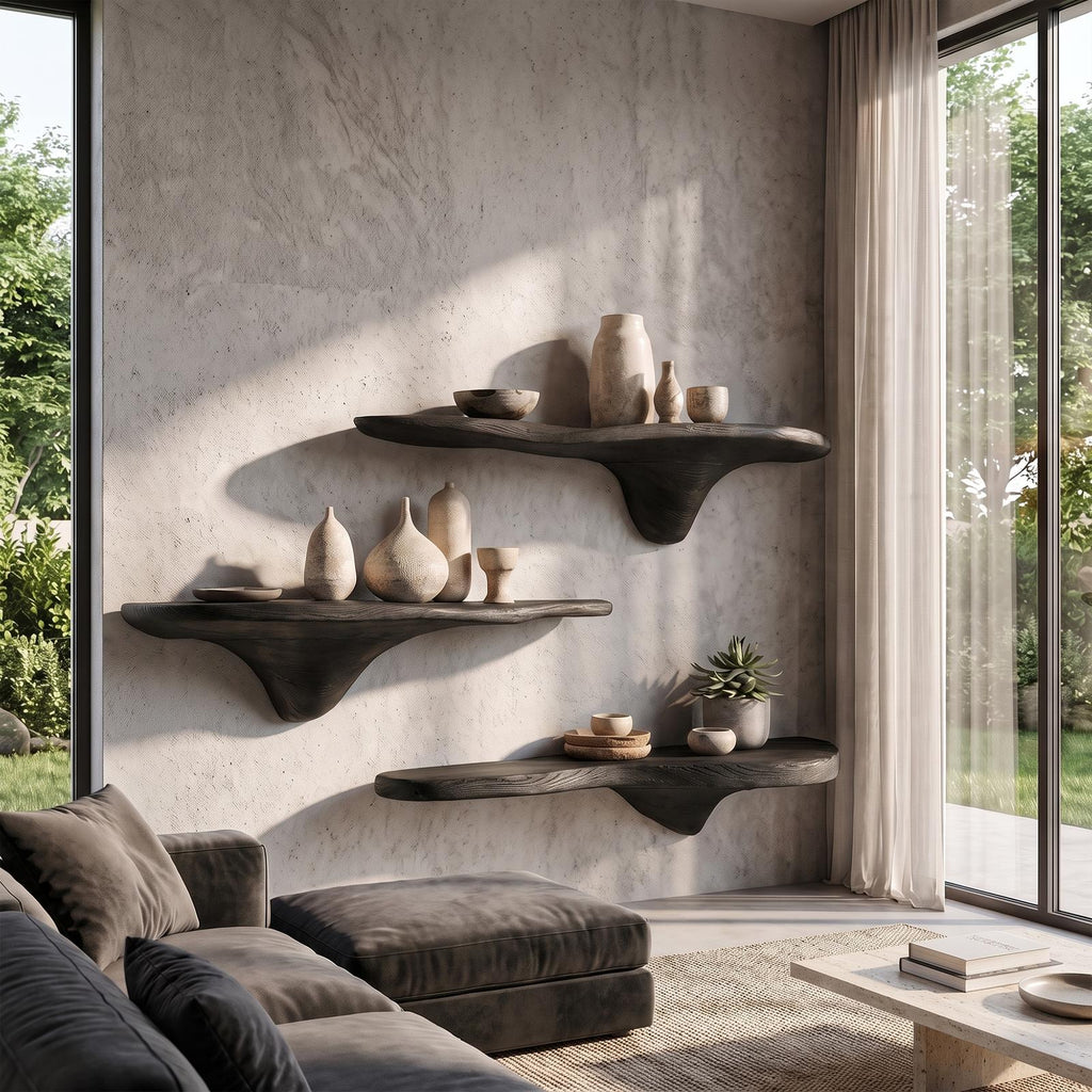 Rustic Mushroom Wall Shelf Entryway