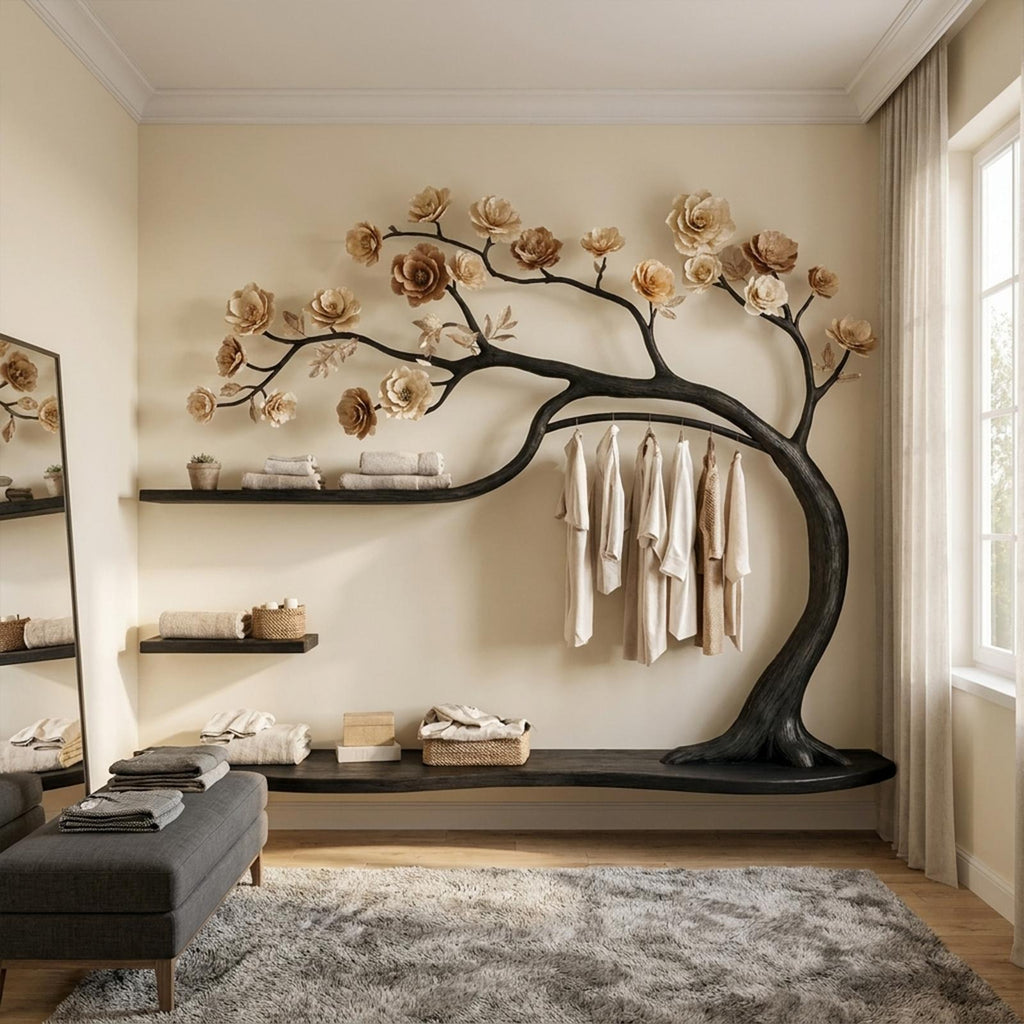 Rustic Tree Wardrobe Solid Wood Handcrafted Bedroom Storage