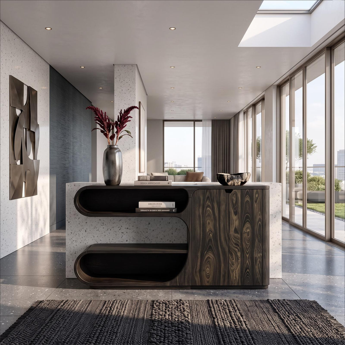 Modern Sideboard With Rounded Display Compartments For Living Room SINLKISD007