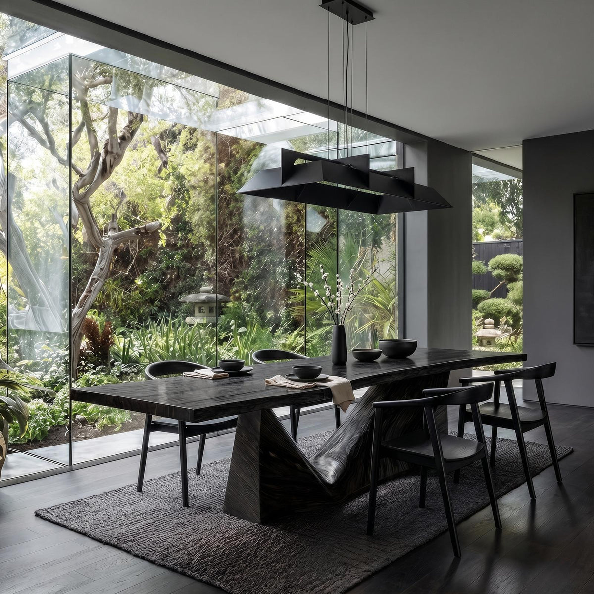 Organic Sculptural Dining Table, Handcrafted Solid Wood Statement Dining Room & Kitchen Wooden Table