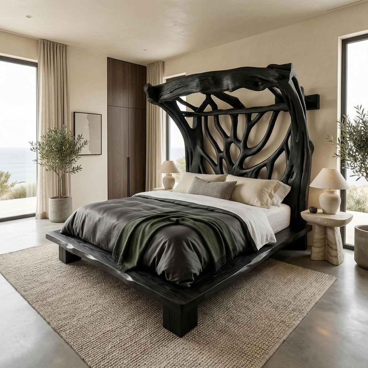 Rustic Tree Bed Modern Bedroom SINLKIWB046