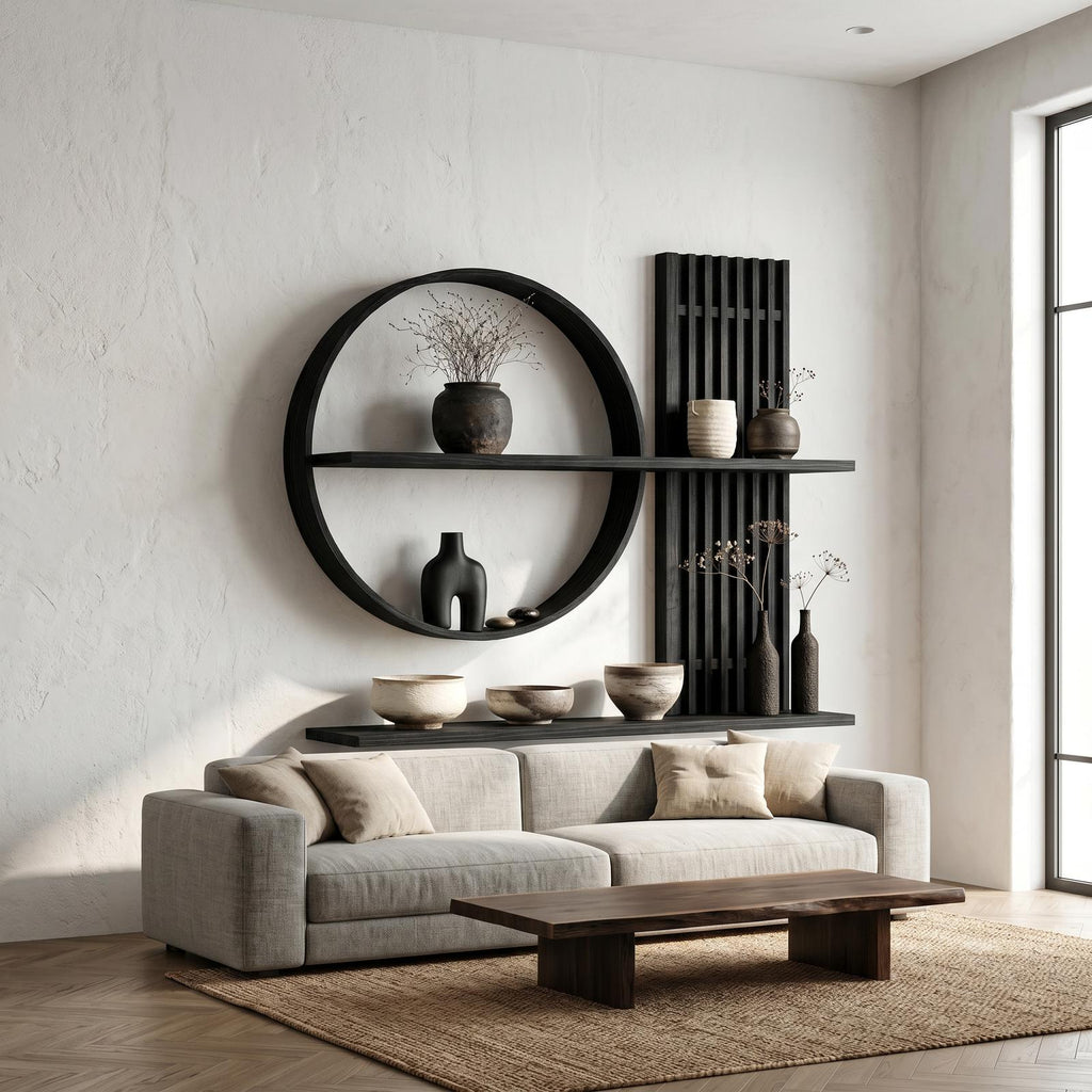 Scandinavian Japanese Wall Decor Shelf Living Room And Natural Room