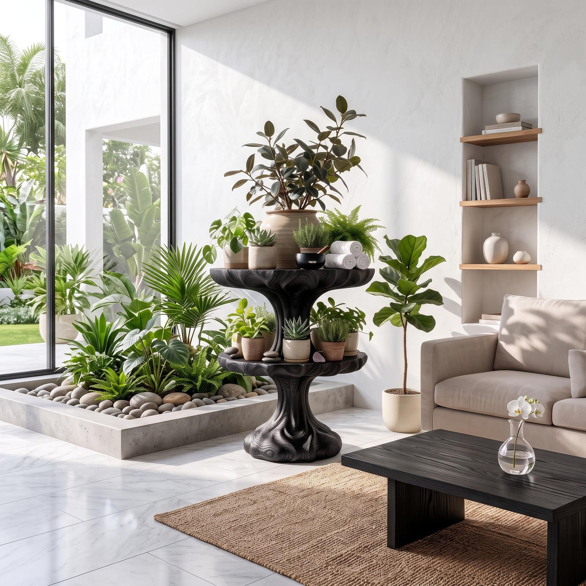 Natural Tree Plant Stand With Branch Inspired Design For Living Room And Sunroom SINLSAPT019