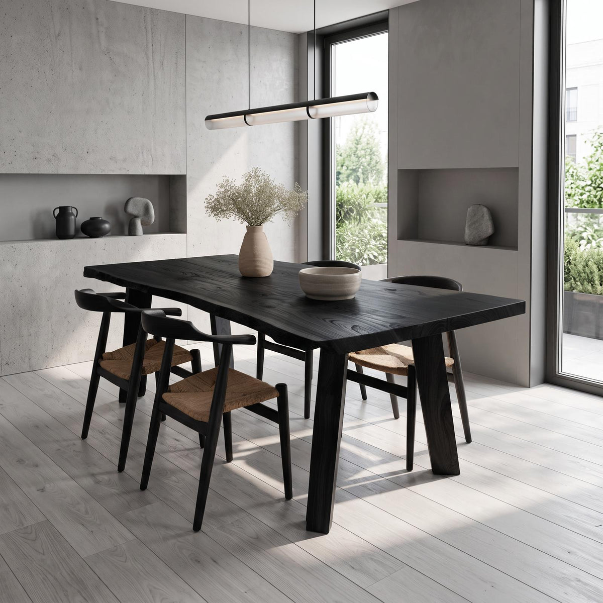 Spry Interior Mid-Century Modern Solid Wood Dining Table, Contemporary Kitchen & Dining Room Dinner Table, Model SINLSADT035