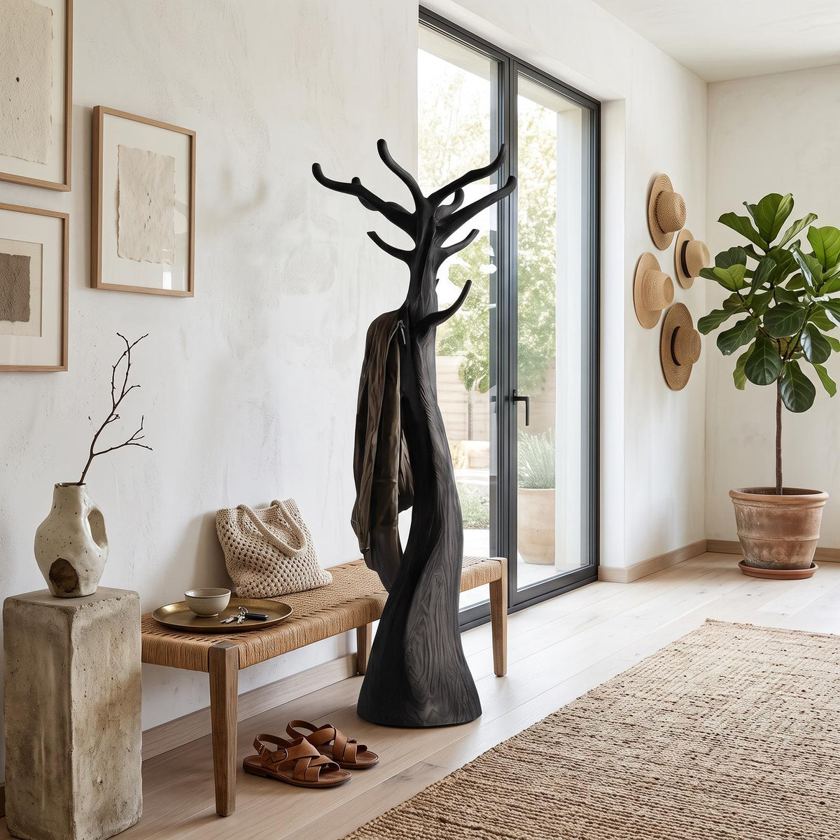 Rustic Tree Coat Stand Christmas Holiday Natural Room Display
