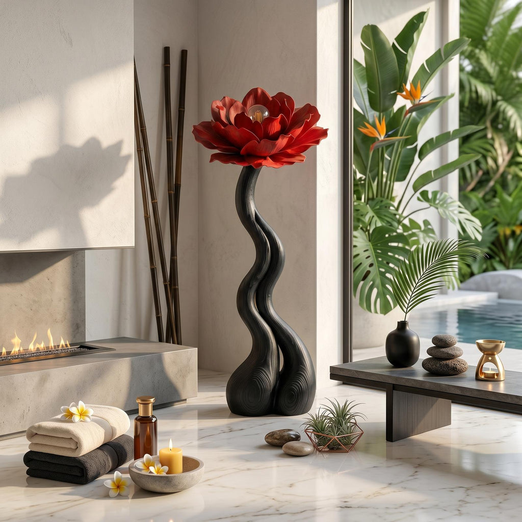 Modern Floor Lamp With Handcrafted Flower Form For Living Room