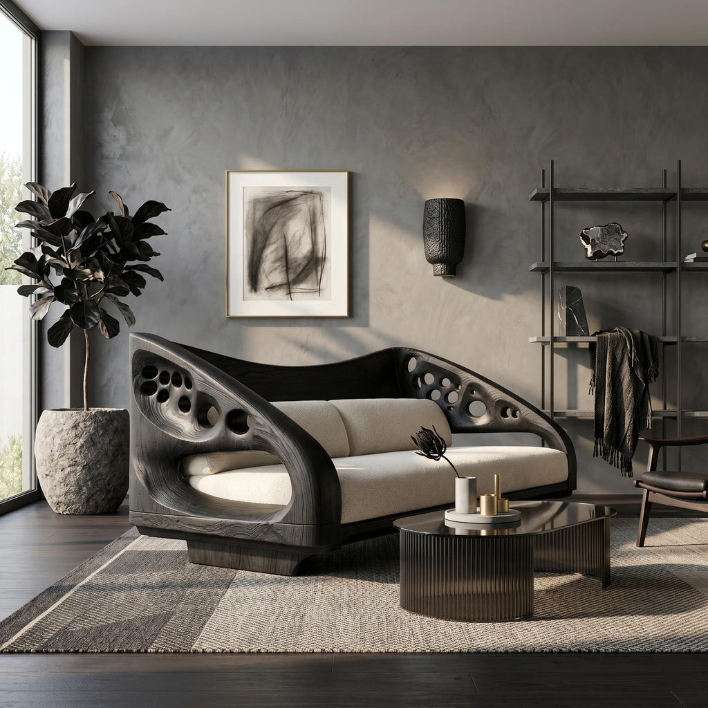 Organic Wooden Sofa Frame With Handcrafted Artistic Design