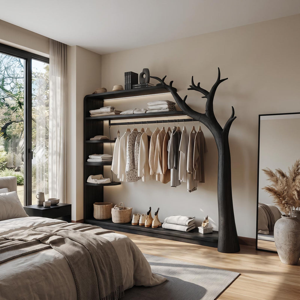 Rustic Tree Wardrobe Rack Bedroom Or Entryway Closet Storage