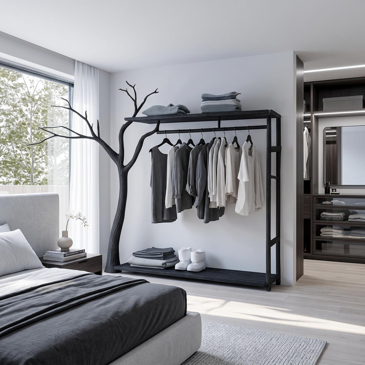 Rustic Clothing Shelf Rack Entryway Bedroom