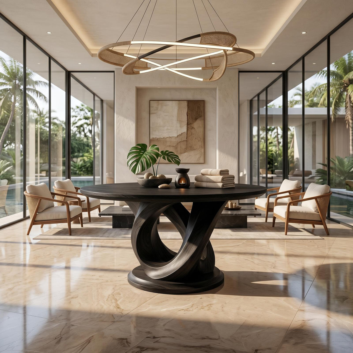 Modern Foyer Table Handcrafted Sculptural Base For Entryway