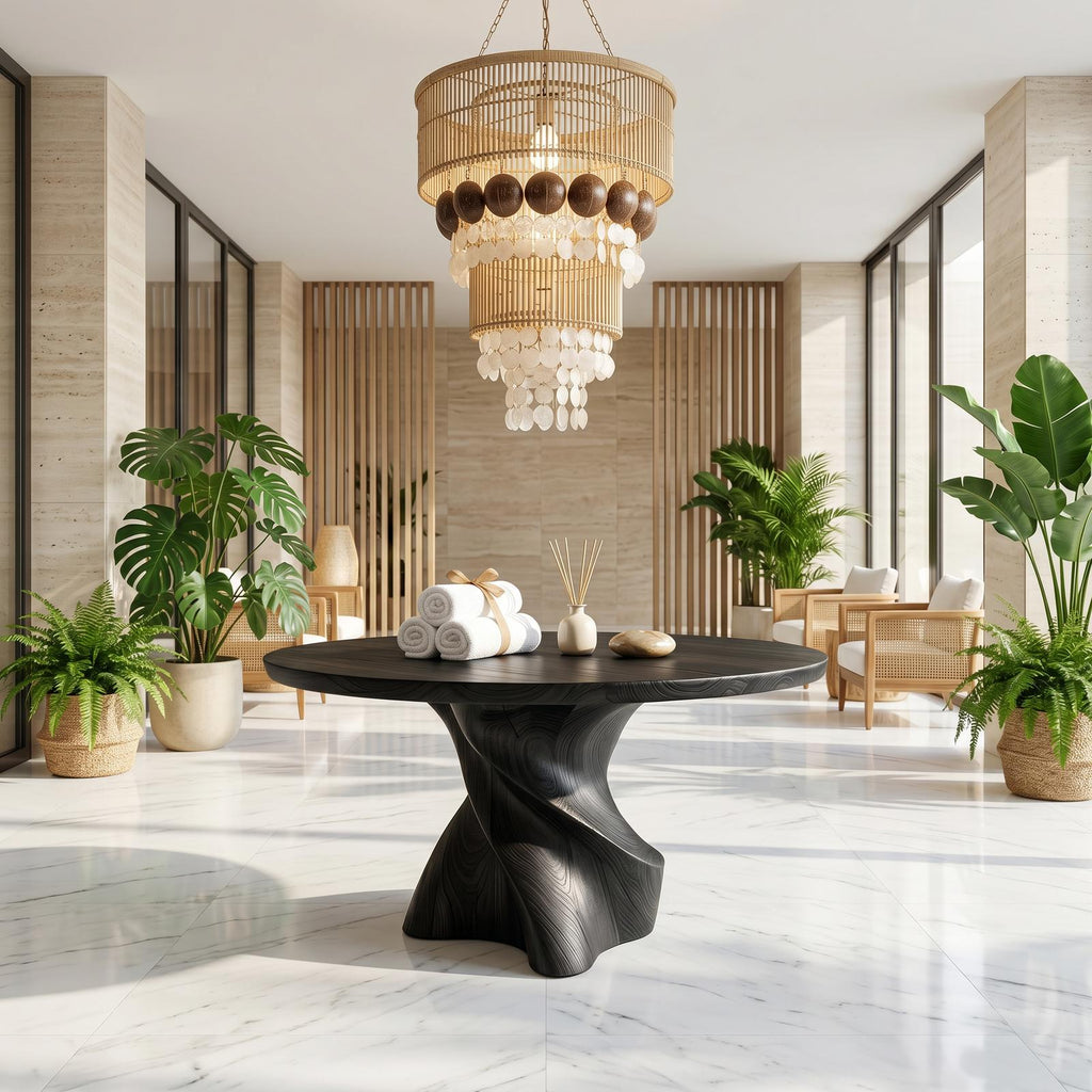 Organic Modern Foyer Table Handcrafted Freeform Design For Luxury Entryway