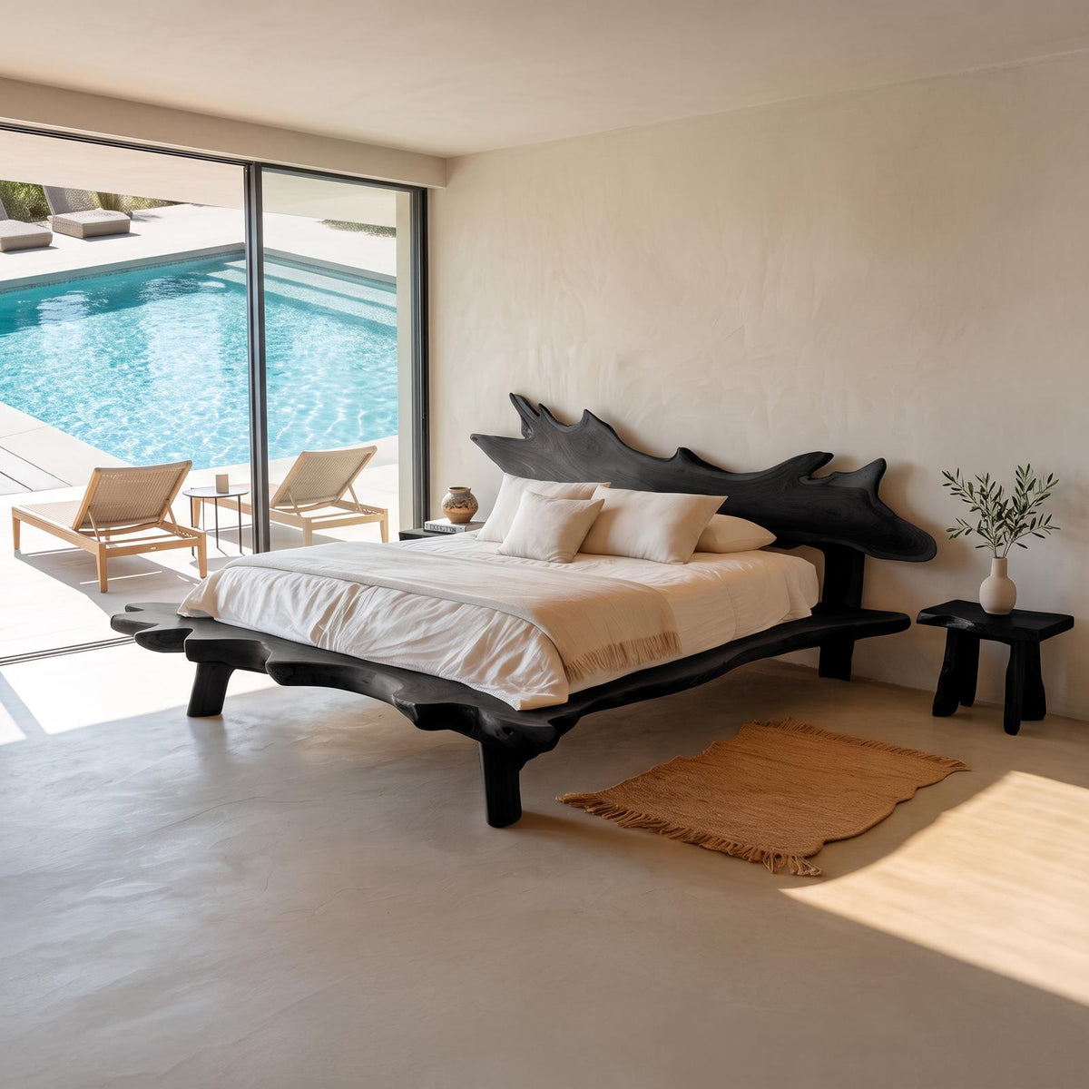 Rustic Live Edge Platform Bed Organic Modern Home SINLSAWB065